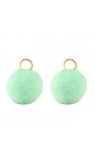 Pompom charm with loop 10mm - Gold-mint green
